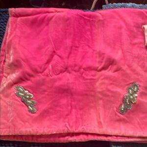 Pink Velvet Throw with Silver Embellishments